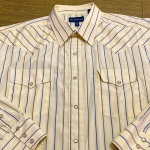 Panhandle Slim XL 17.5 x 35 Yellow Pearl Snap Western Shirt.